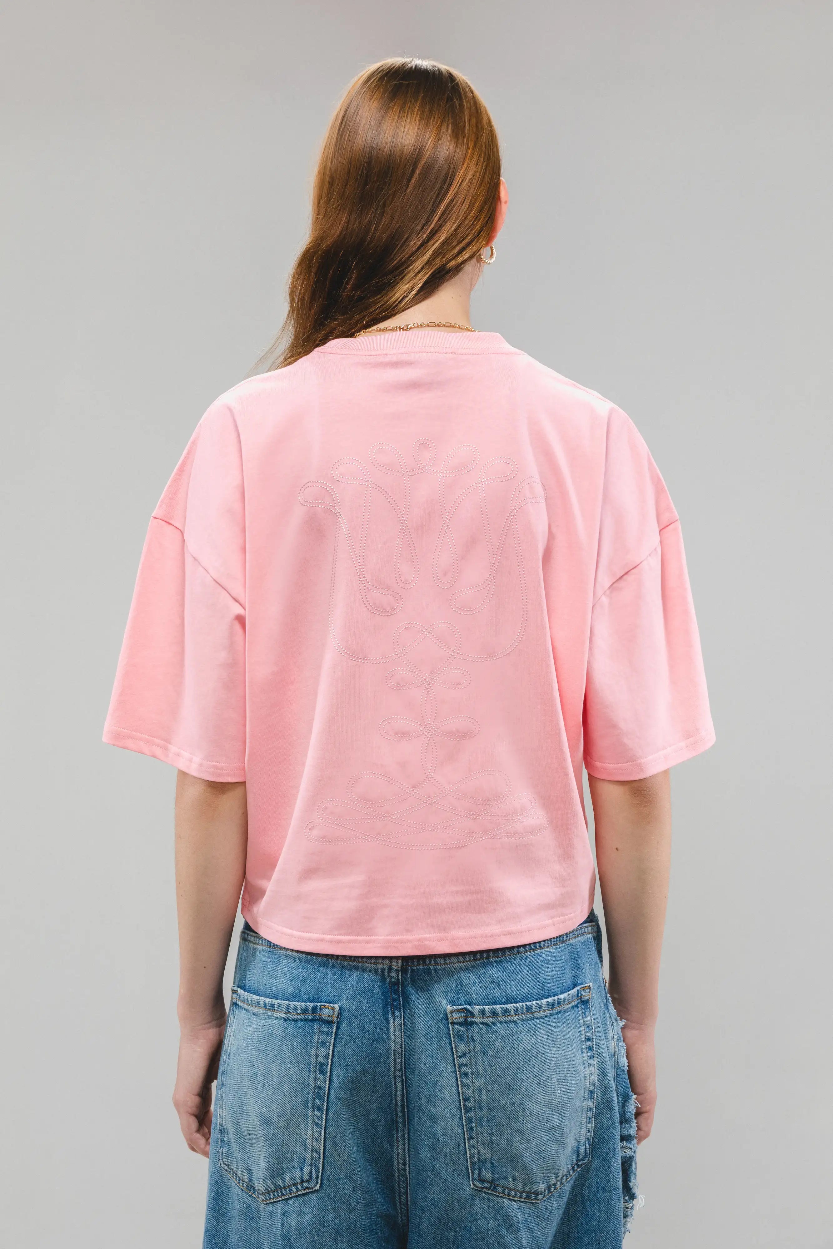 ORGANIKUS PAMUT FOLK FIT T-SHIRT - CANDY PINK
